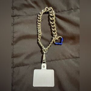 Silver Phone Chain with Blue Heart Charm